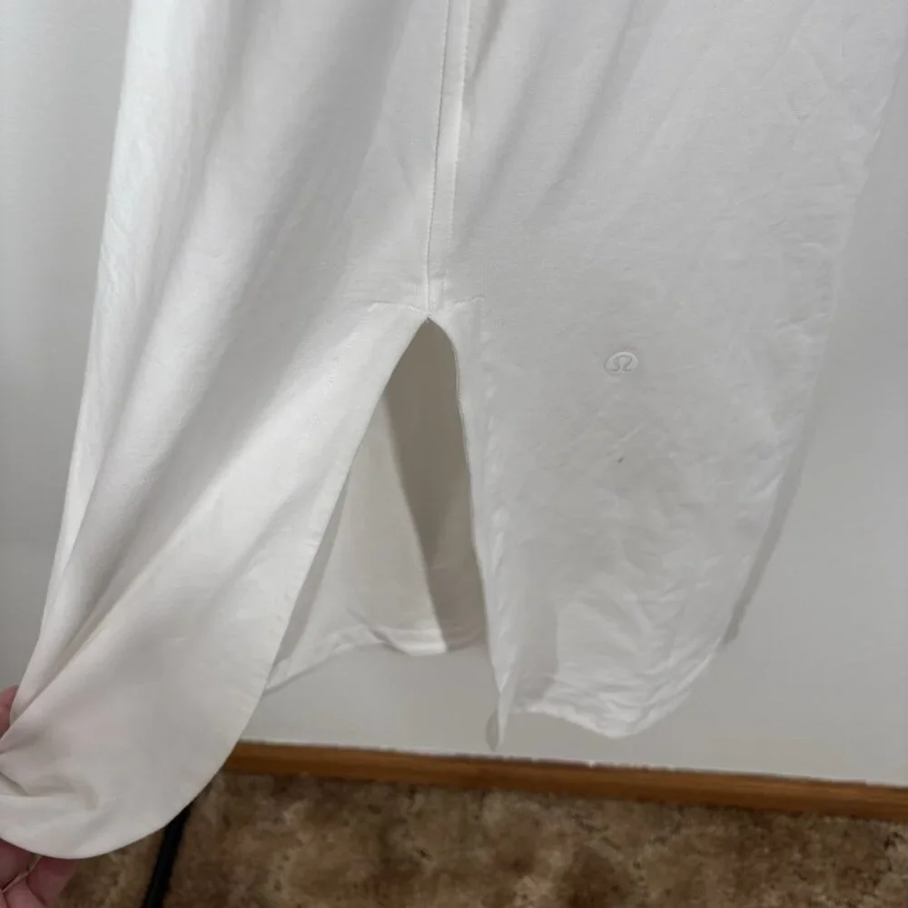 Lululemon Women 6 White Athleisure Stretch Pima Cotton Open-Back Midi Dress NWT